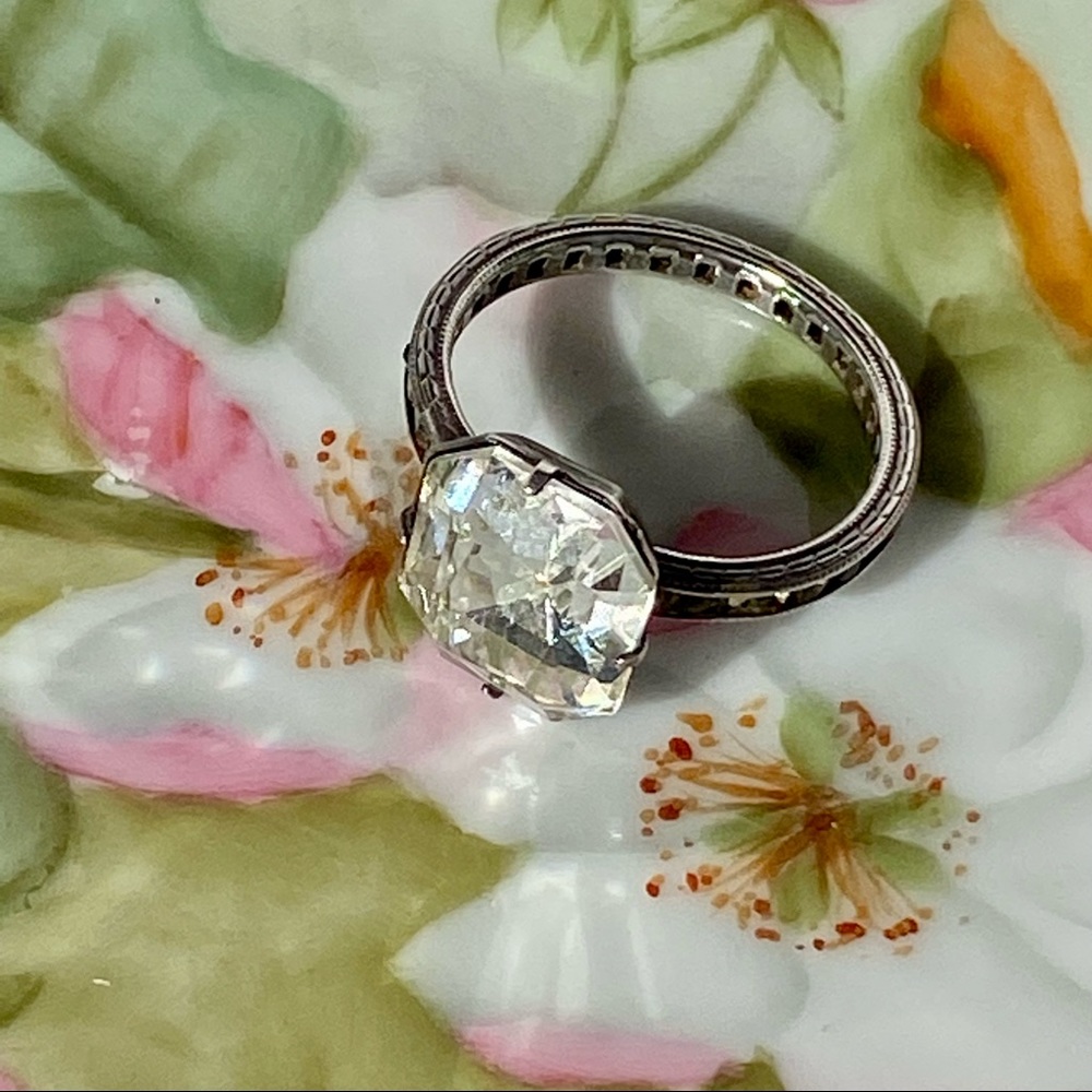Vintage Costume Silver Tone Statement Ring
